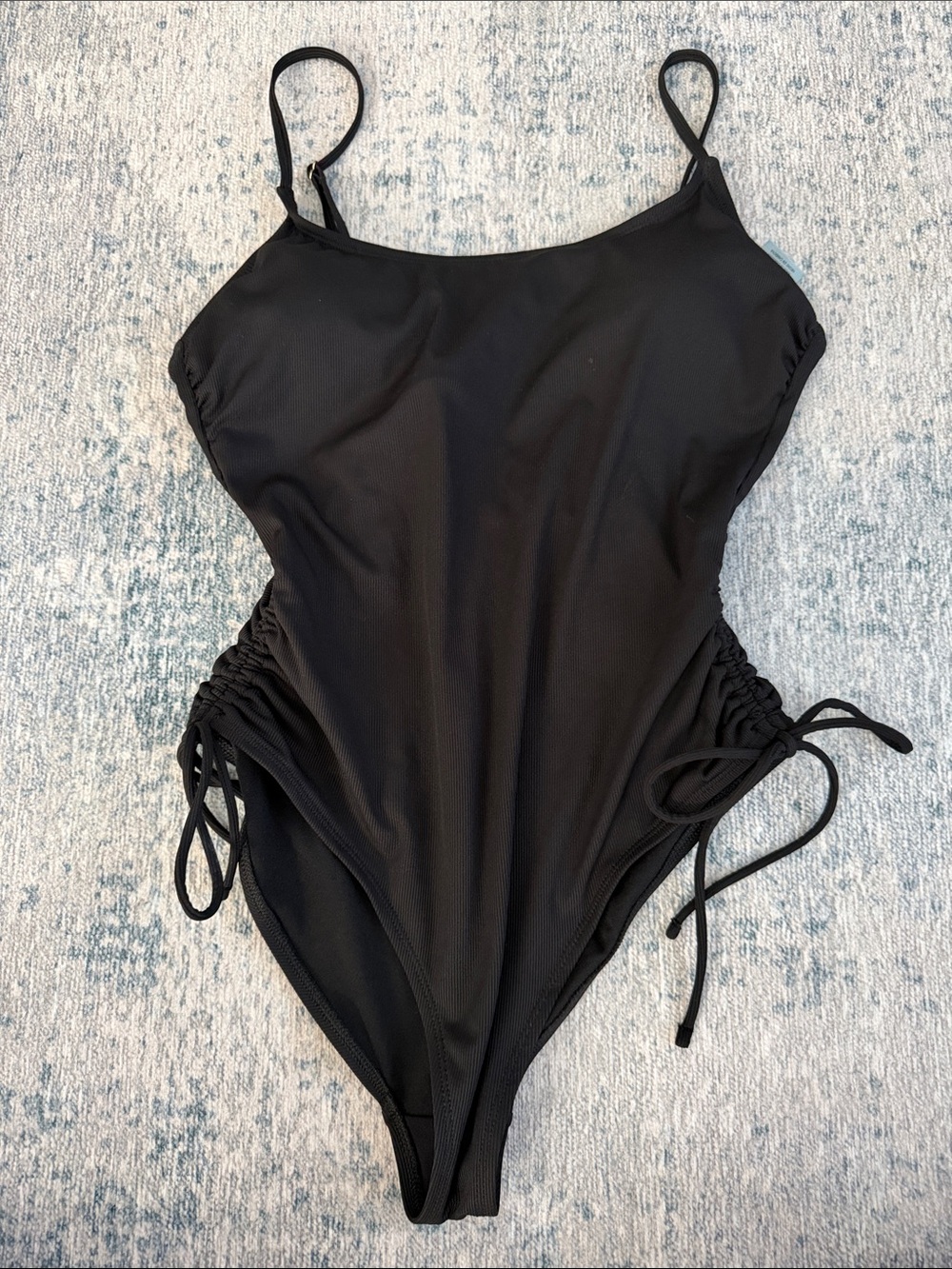 Shade & Shore Black Ruched-Side One-Piece Swimsuit
